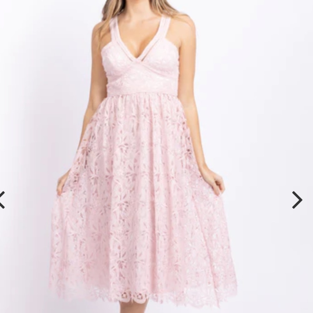 Monique Lhuiller Pink Midi Gown, Bridesmaid Dress, Occassion dress